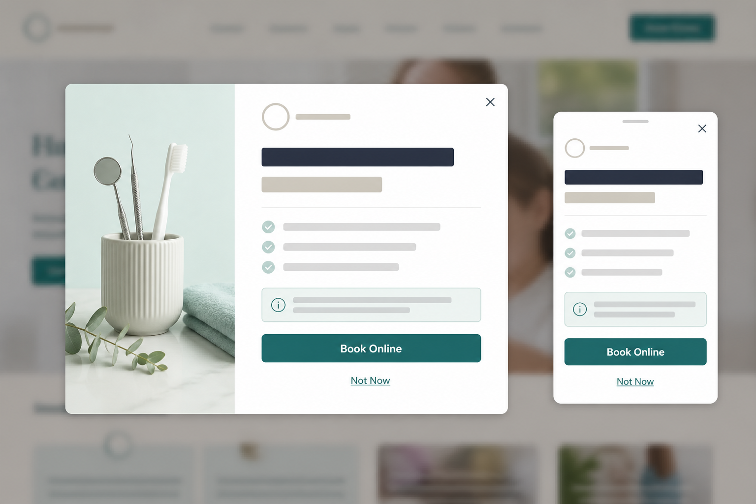 Website pop-up visual mockup
